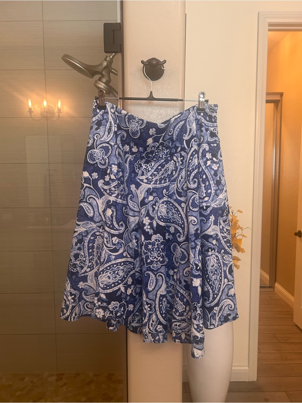 Ralph Lauren Blue & White Paisley Circle Skirt